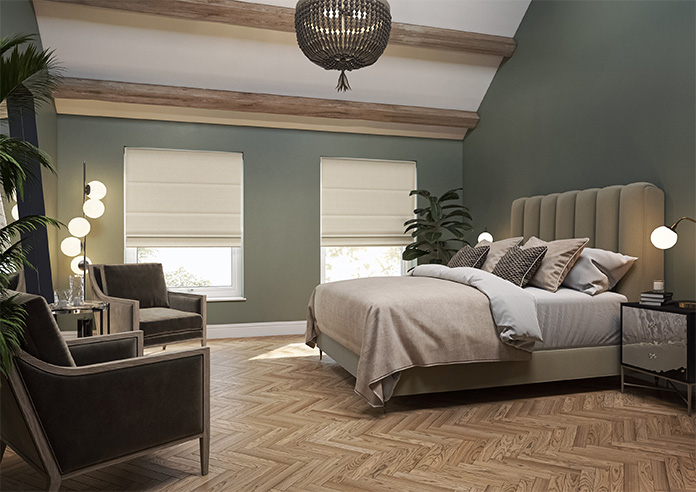 Genoa Faux Silk (Blackout), Cream Shimmer - Motorised Roman Blind - Image 6